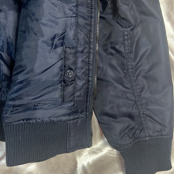 Navy Blue Top Gun Aviator Bomber Flight Jacket - Juniors Size 14 - Picture 10 of 17